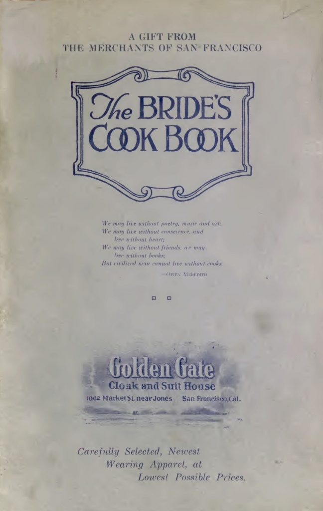 The Bride's Cookbook By Briggs, Edgar William Published 1918